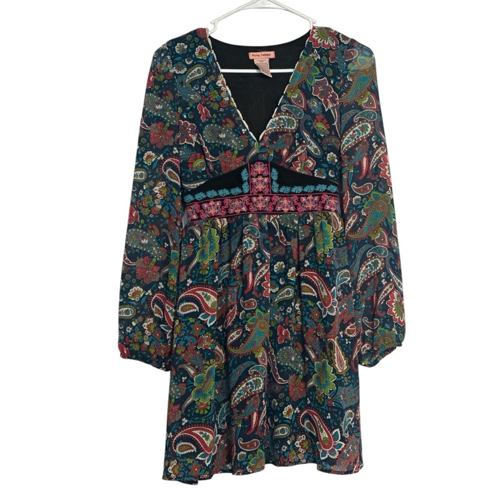 Flying Tomato Boho Paisley Embroidered Mini Dress Small NWOT Festival
